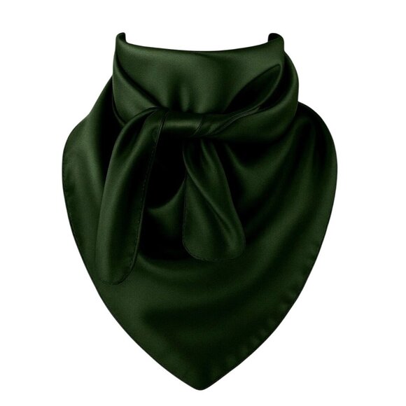Dark Green Wild Rag Large Scarf 35x35" Satin Western Accessory Cowgirl or Cowboy - Picture 1 of 6